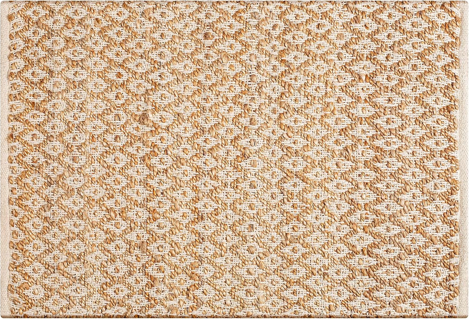 Ramanta Home Jute Cotton Rug 2x3 Feet Diamond Design