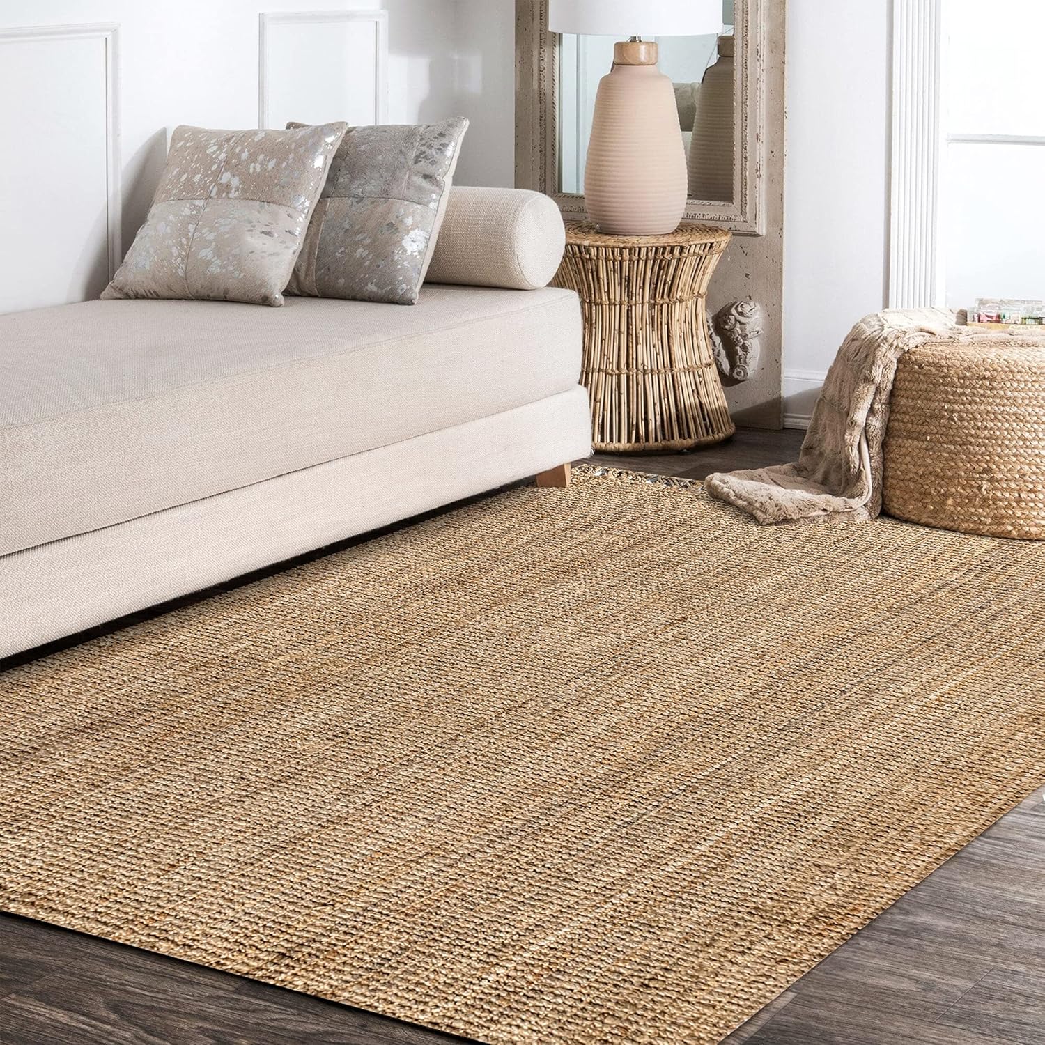 Jonathan Y NRF103A-4 Hand Woven Jute Area Rug with Fringe