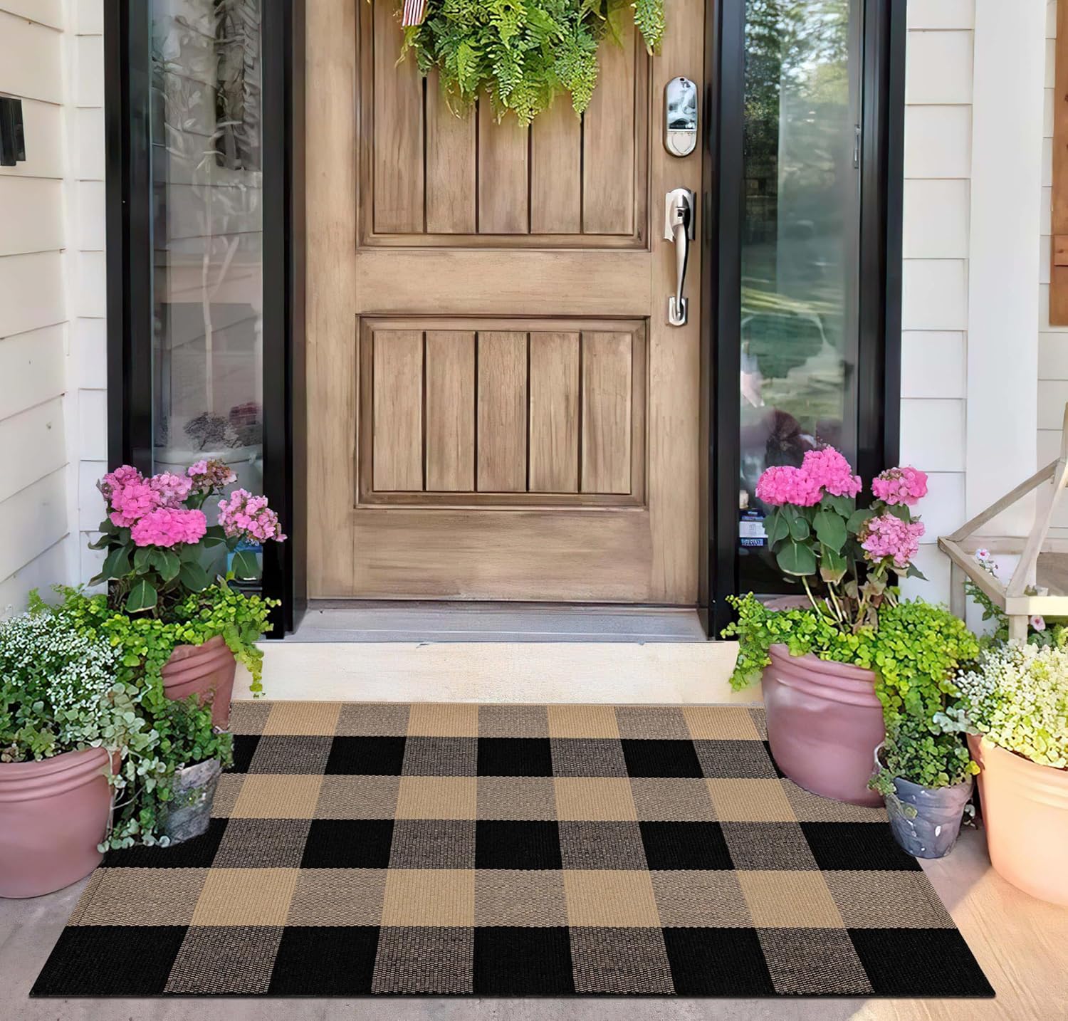 Checkered Front Door Mat 24x35 Buffalo Plaid Rug