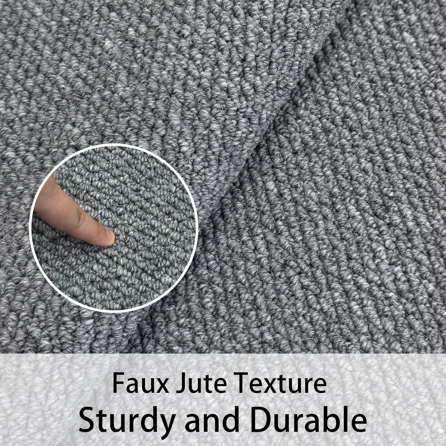 Lacomfy 2x4ft Grey Faux Jute Area Rug