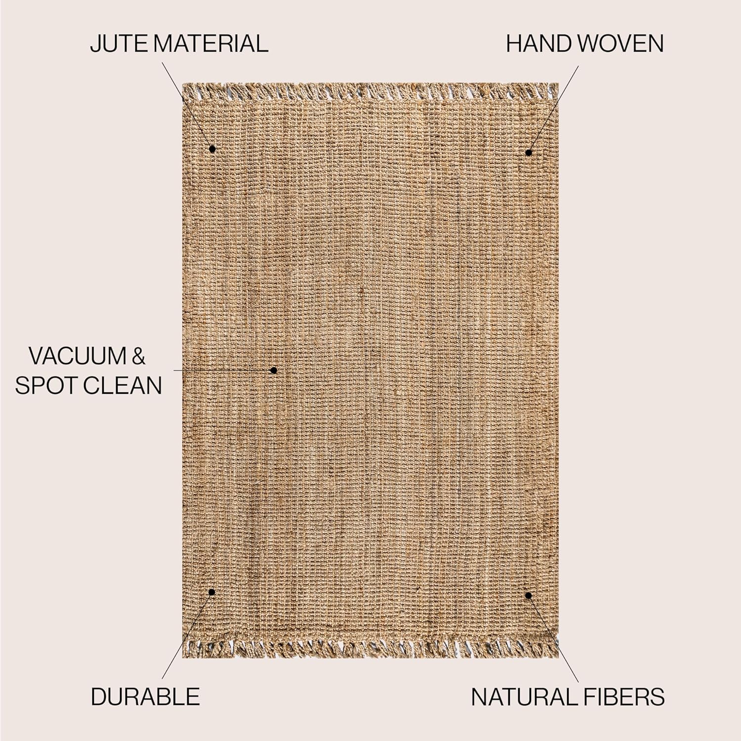 Jonathan Y NRF103A-4 Hand Woven Jute Area Rug with Fringe