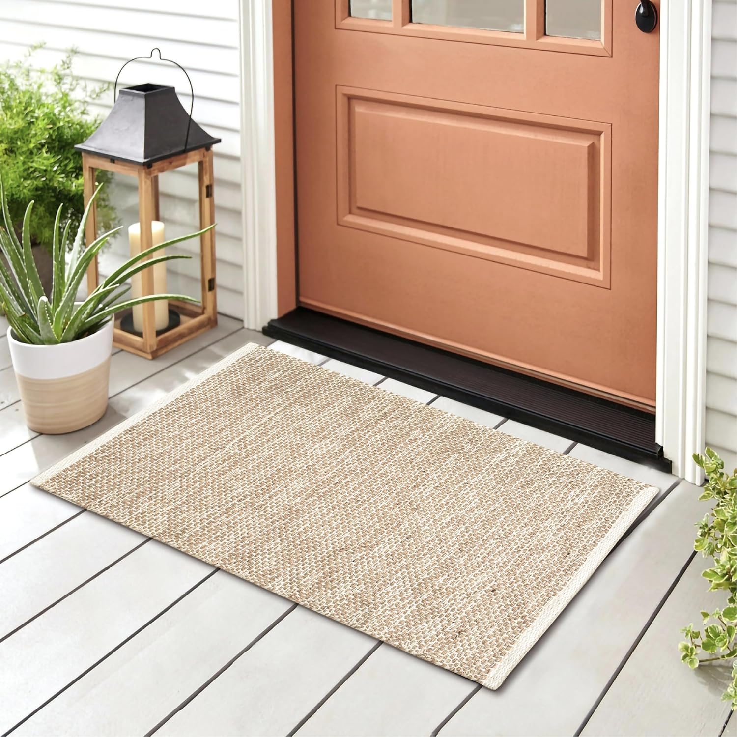 Hausattire Jute Woven 2x3 Area Rug - Natural Beige
