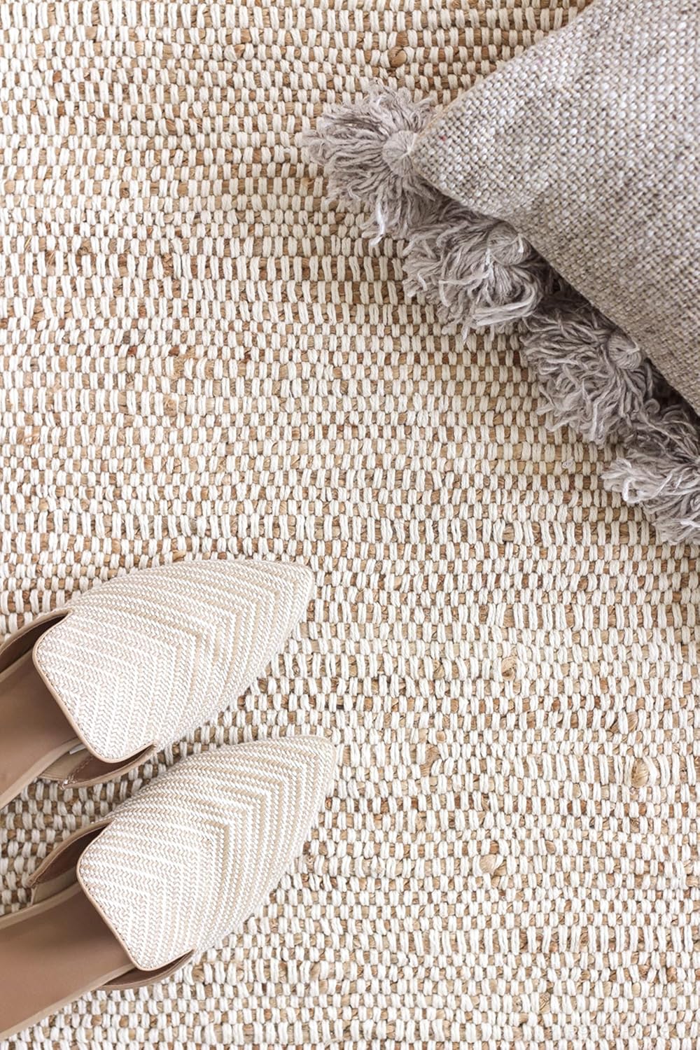 FRELISH DECOR Handwoven Jute Cotton Area Rug 2x3