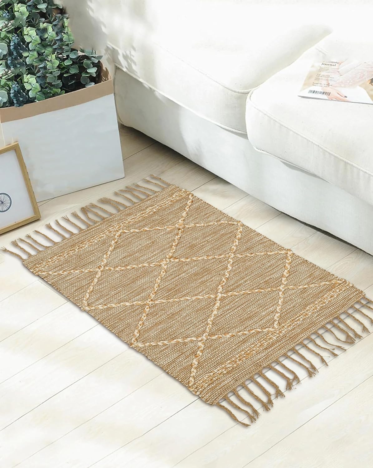 Hausattire Jute Boho Rug 2x3 Natural Beige