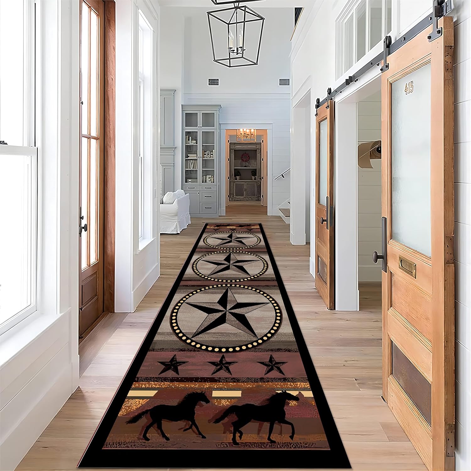 Vintage Rustic Barn Star Rug 2x7ft Hallway Floor Mat