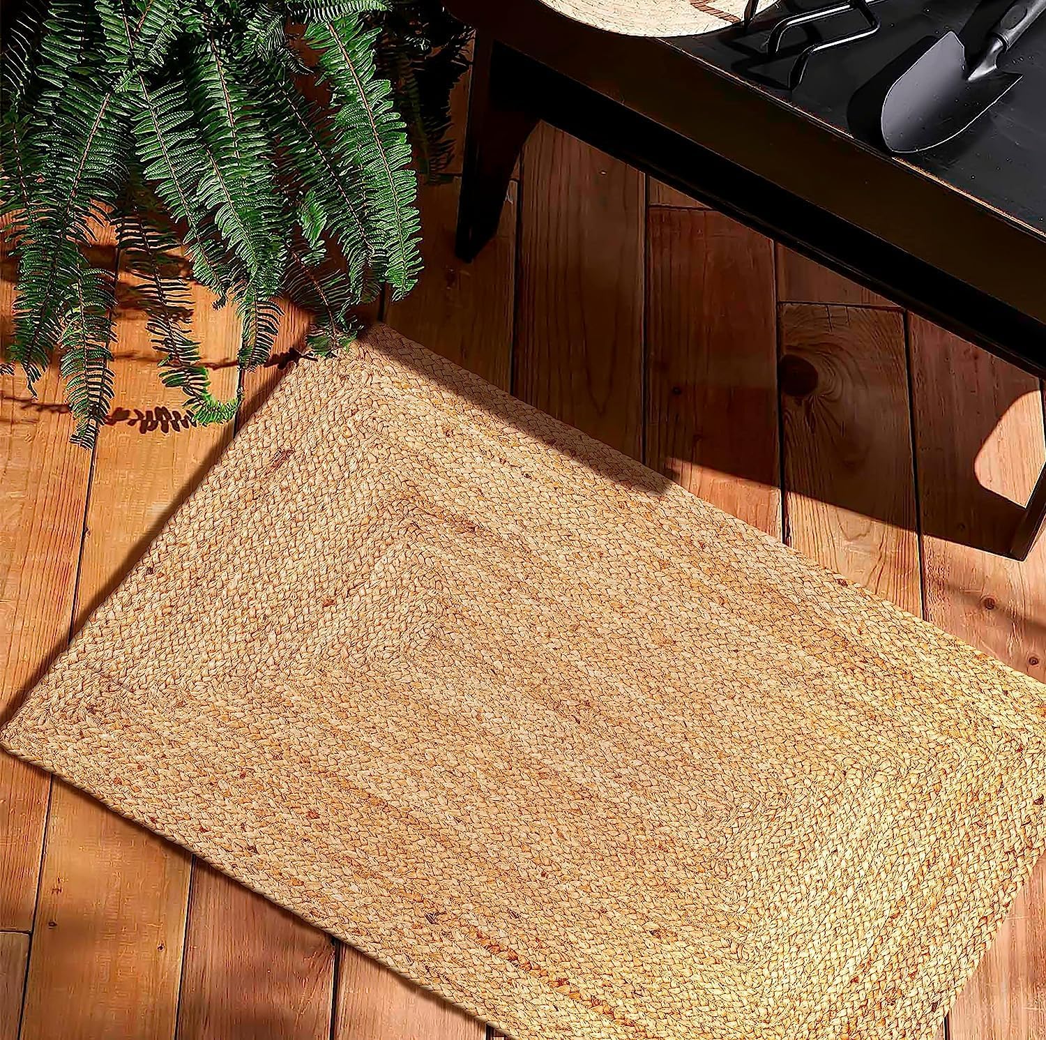 Kema Hand Woven Jute Braided Rug 2x3 Natural