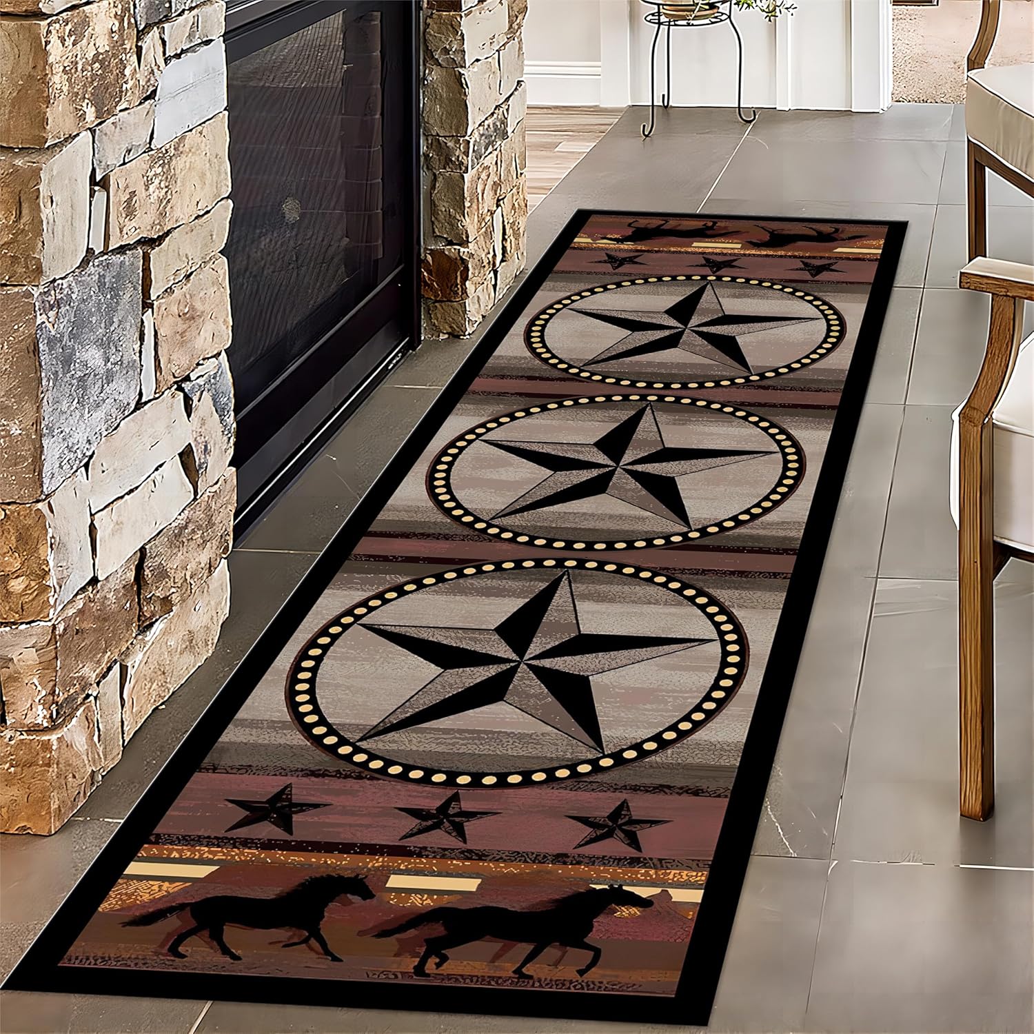 Vintage Rustic Barn Star Rug 2x7ft Hallway Floor Mat