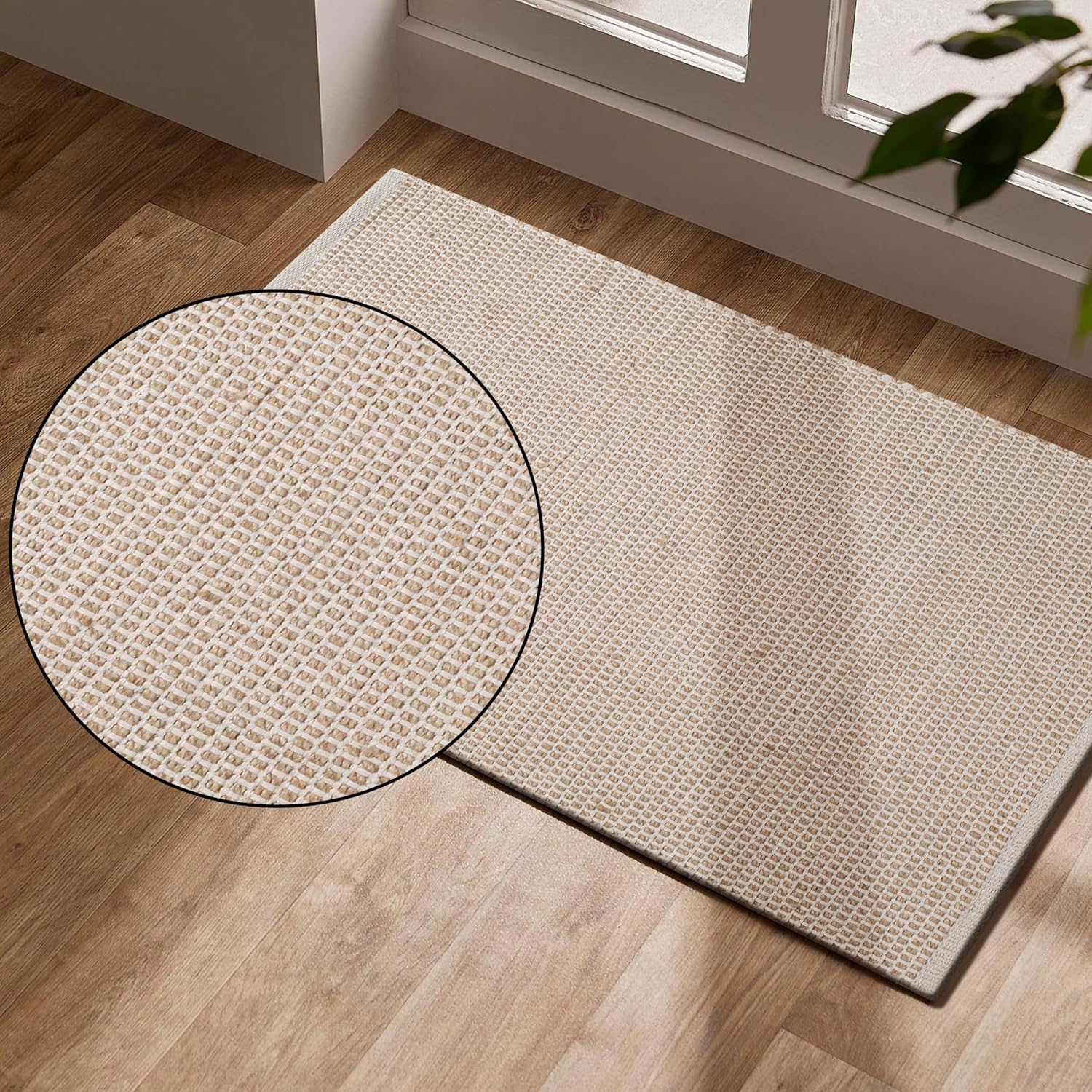 Bedding Craft Jute Cotton Area Rug 24x36 Inch Natural Machine Washable