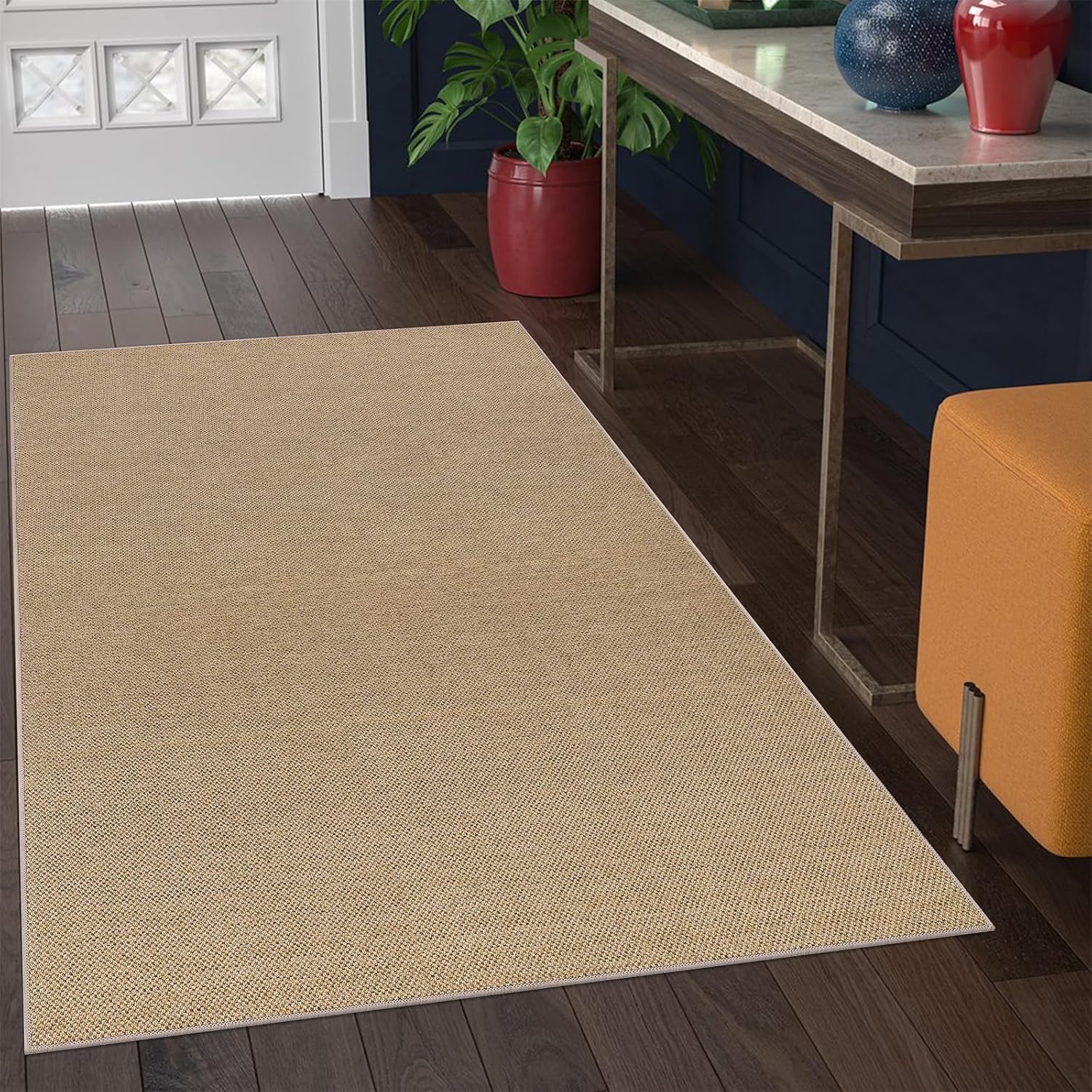 SHACOS Easy Jute 3x5 ft Washable Area Rug - Neutral Beige