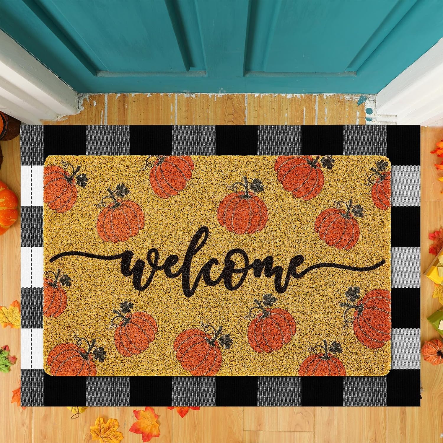 Fabbay 2 Pcs Fall Welcome Mat Halloween Decor