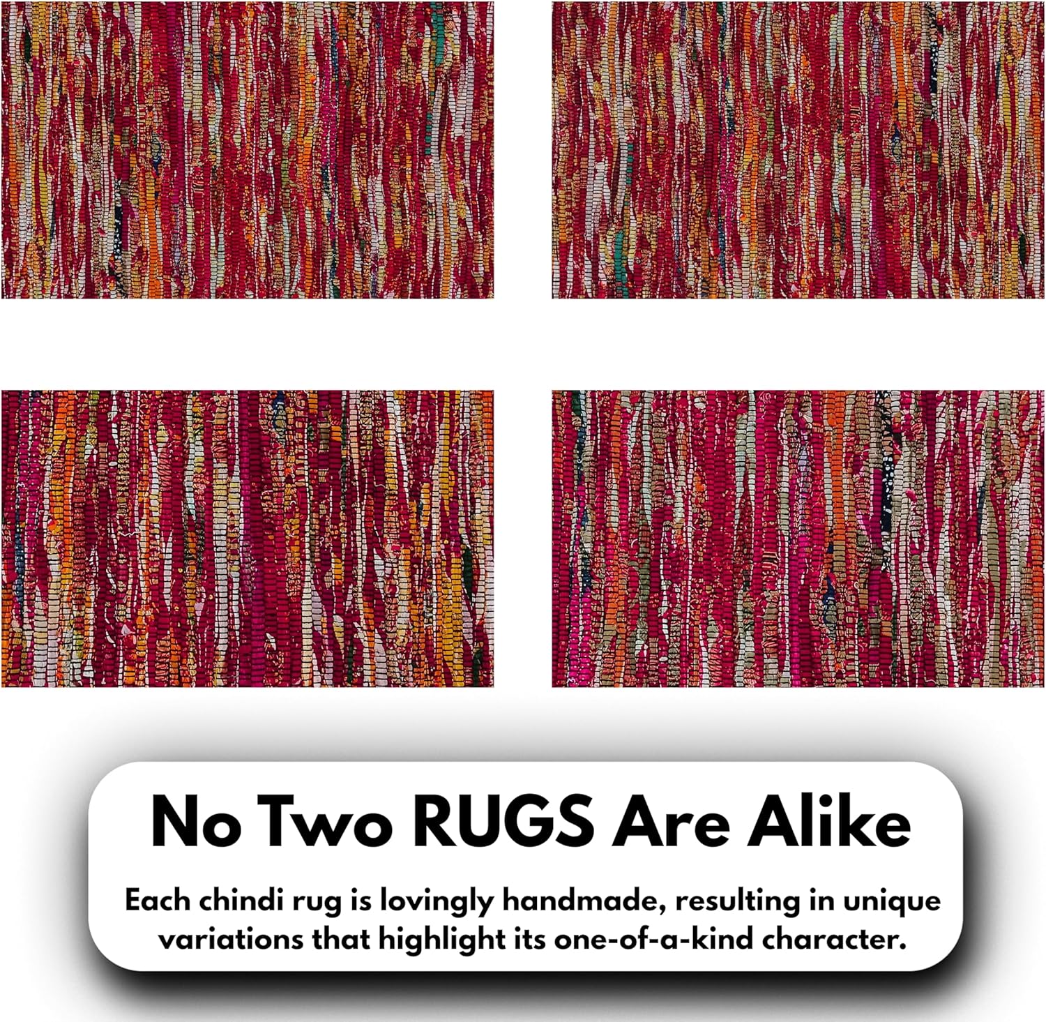 Ramanta Home Cotton Chindi Hand Woven Rug - 2x3 ft Multi Color Reversible Area Rug