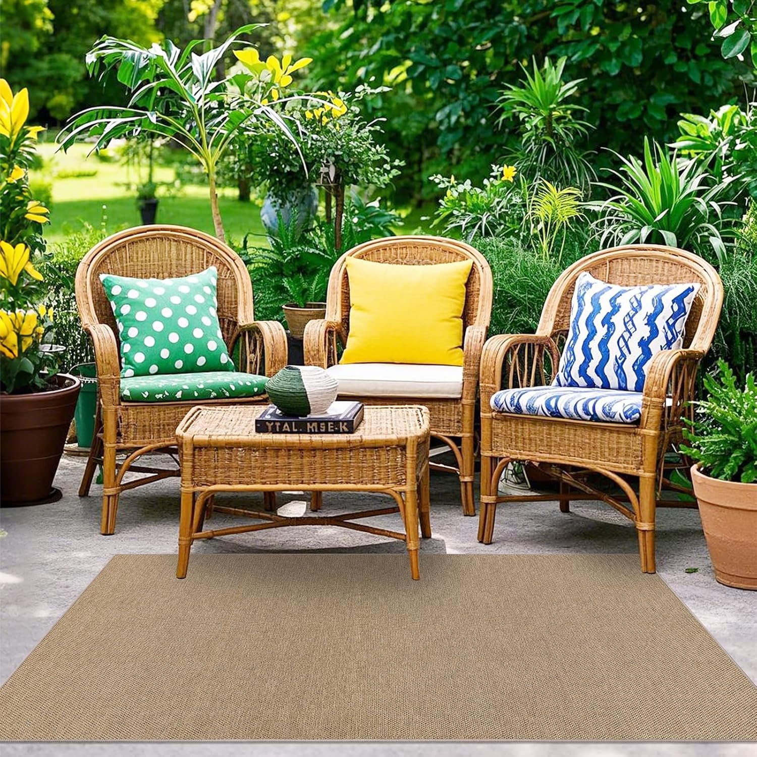 SHACOS Easy Jute 3x5 ft Washable Area Rug - Neutral Beige