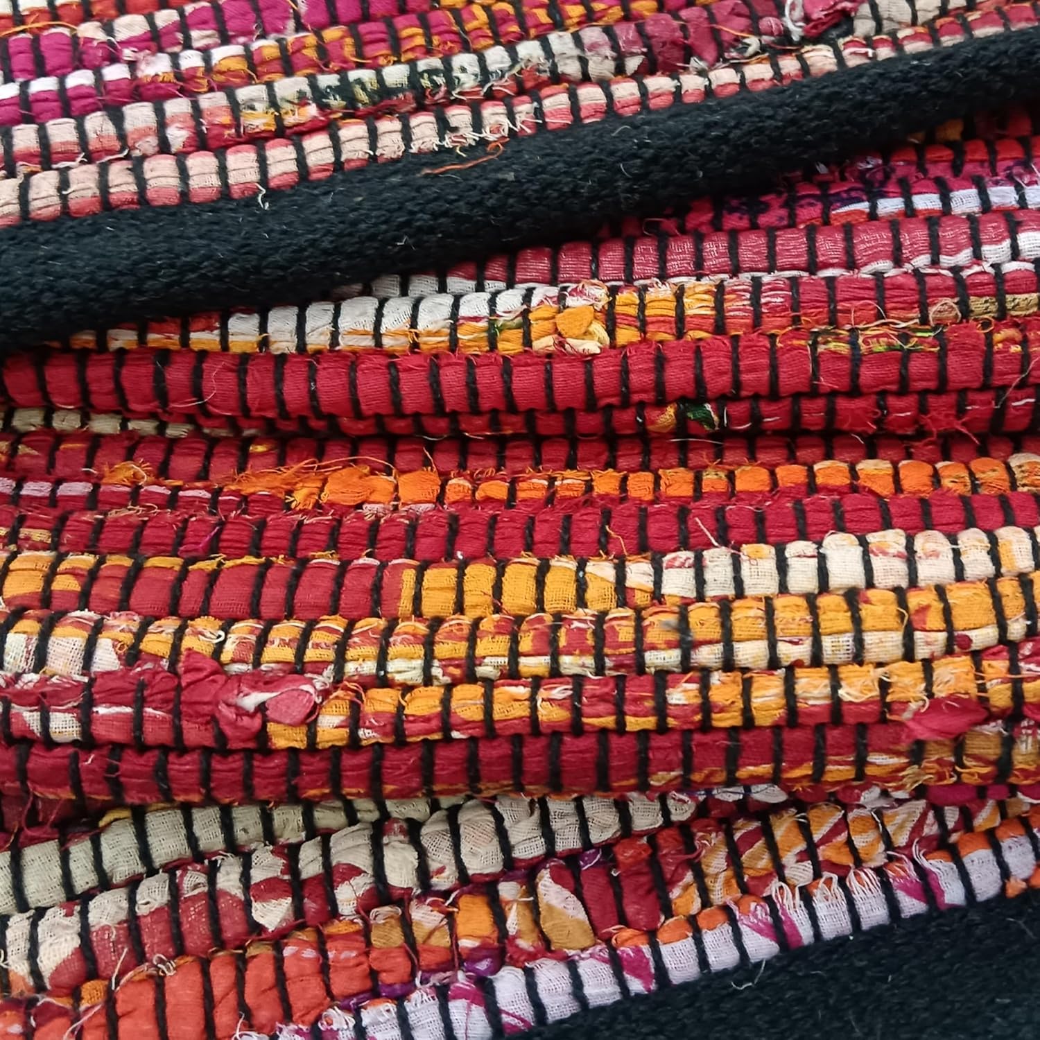 Ramanta Home Cotton Chindi Hand Woven Rug - 2x3 ft Multi Color Reversible Area Rug