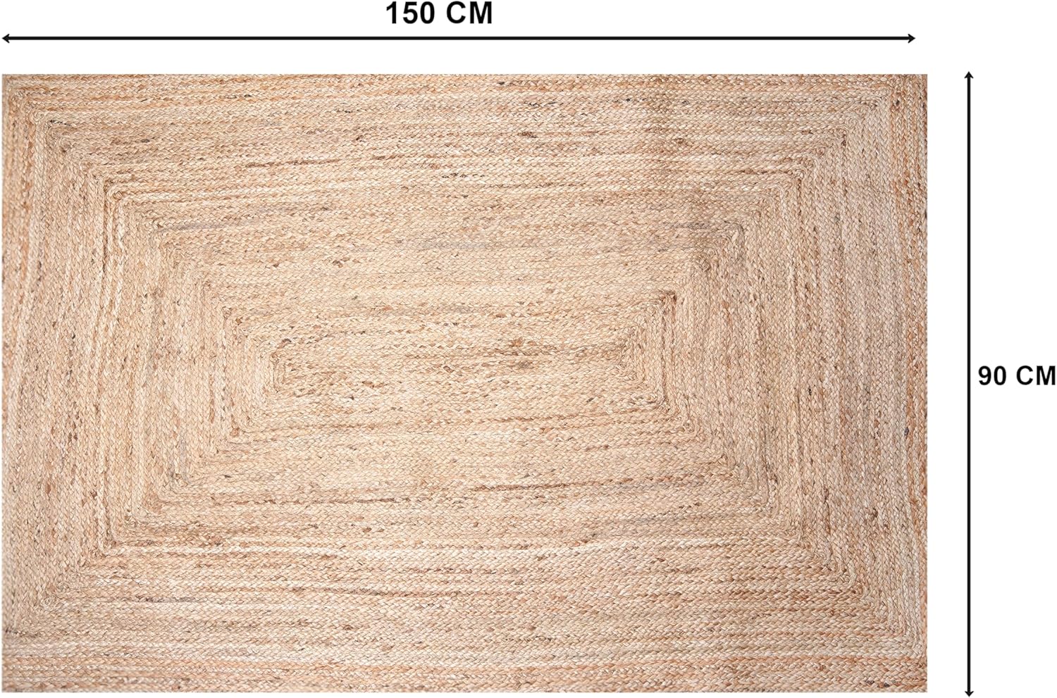 Craft Trade Hand Woven Jute Area Rug 3x5 Feet Rectangle