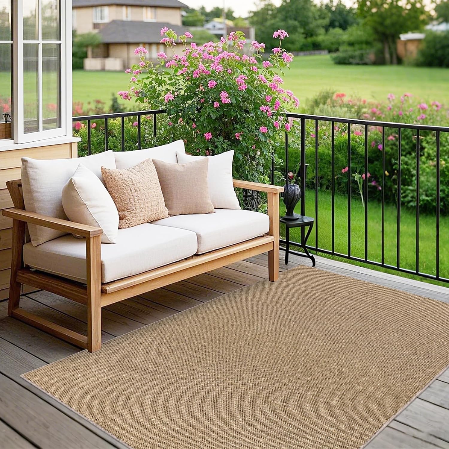 SHACOS Easy Jute 3x5 ft Washable Area Rug - Neutral Beige