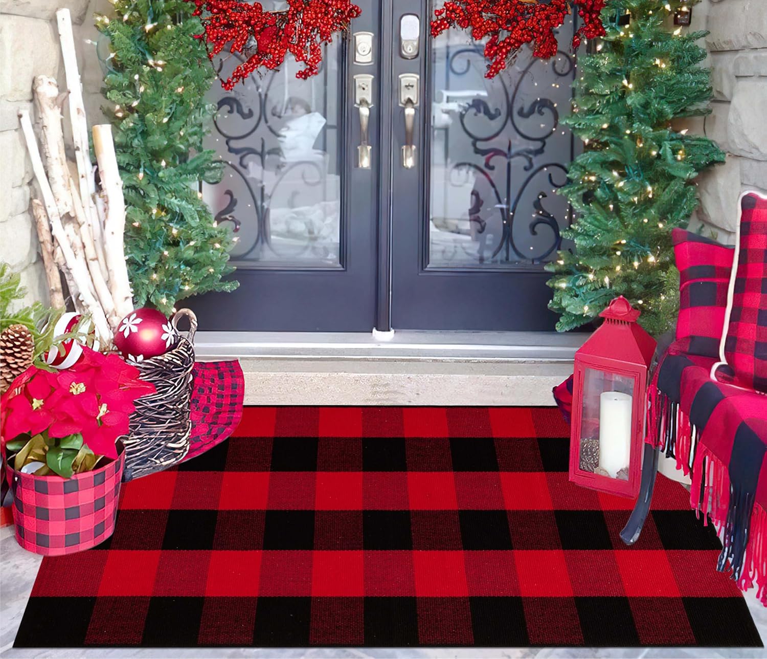 Christmas Buffalo Plaid Outdoor Rug 2x43