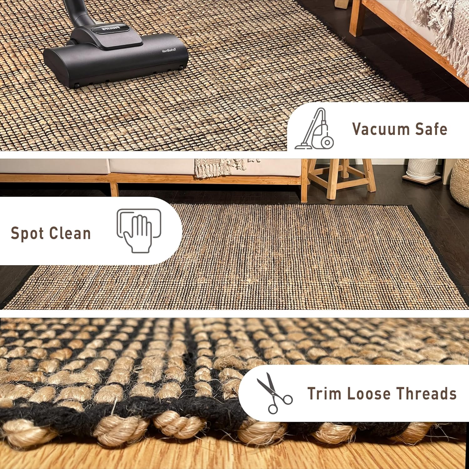 Chardin Home 2x3 Jute Cotton Woven Rug