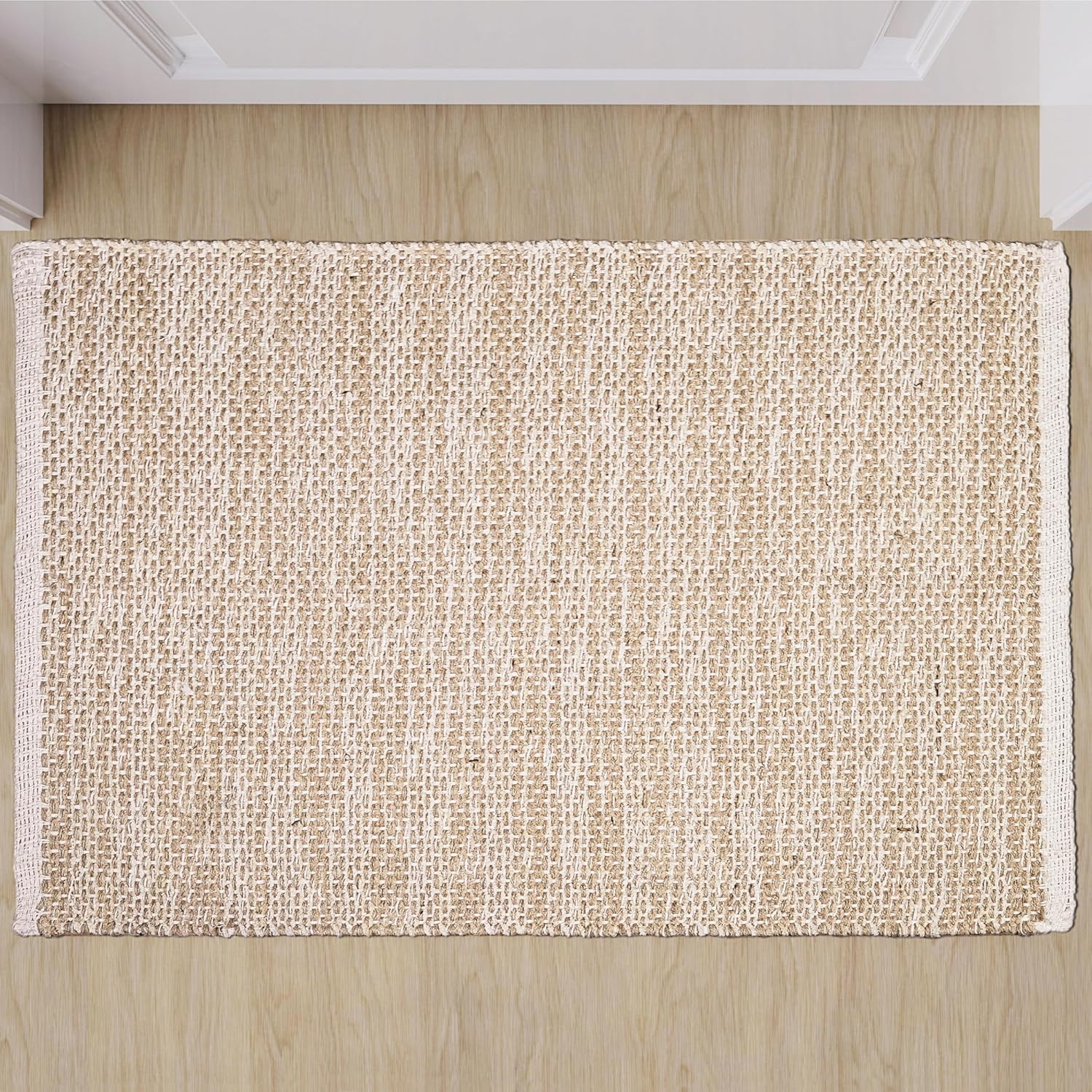 Hausattire Jute Woven 2x3 Area Rug - Natural Beige