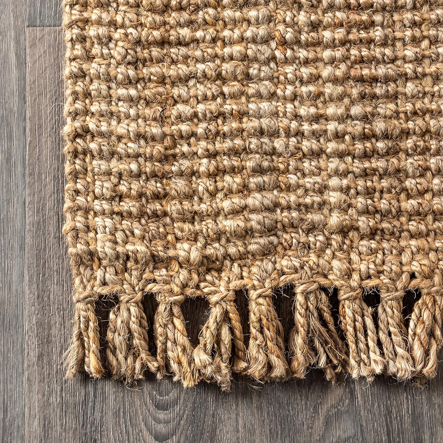 Jonathan Y NRF103A-4 Hand Woven Jute Area Rug with Fringe