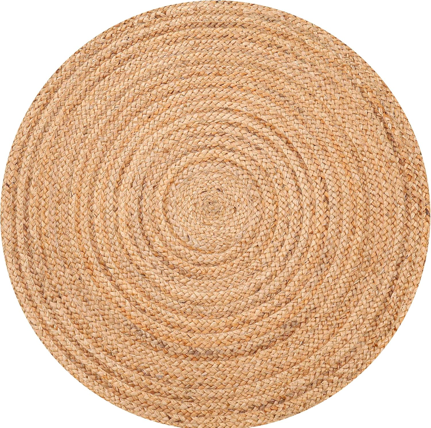 Bedding Craft 3 Ft Round Jute Area Rug Natural Yarn Handwoven