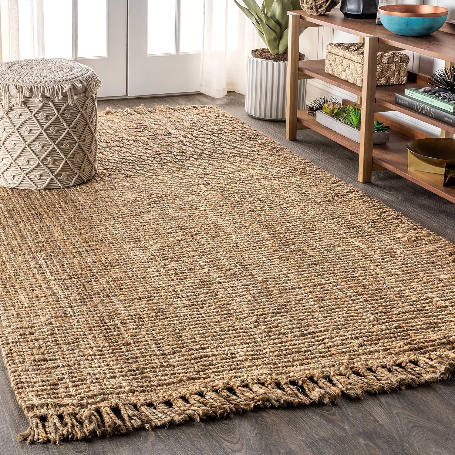 Jonathan Y NRF103A-4 Hand Woven Jute Area Rug with Fringe