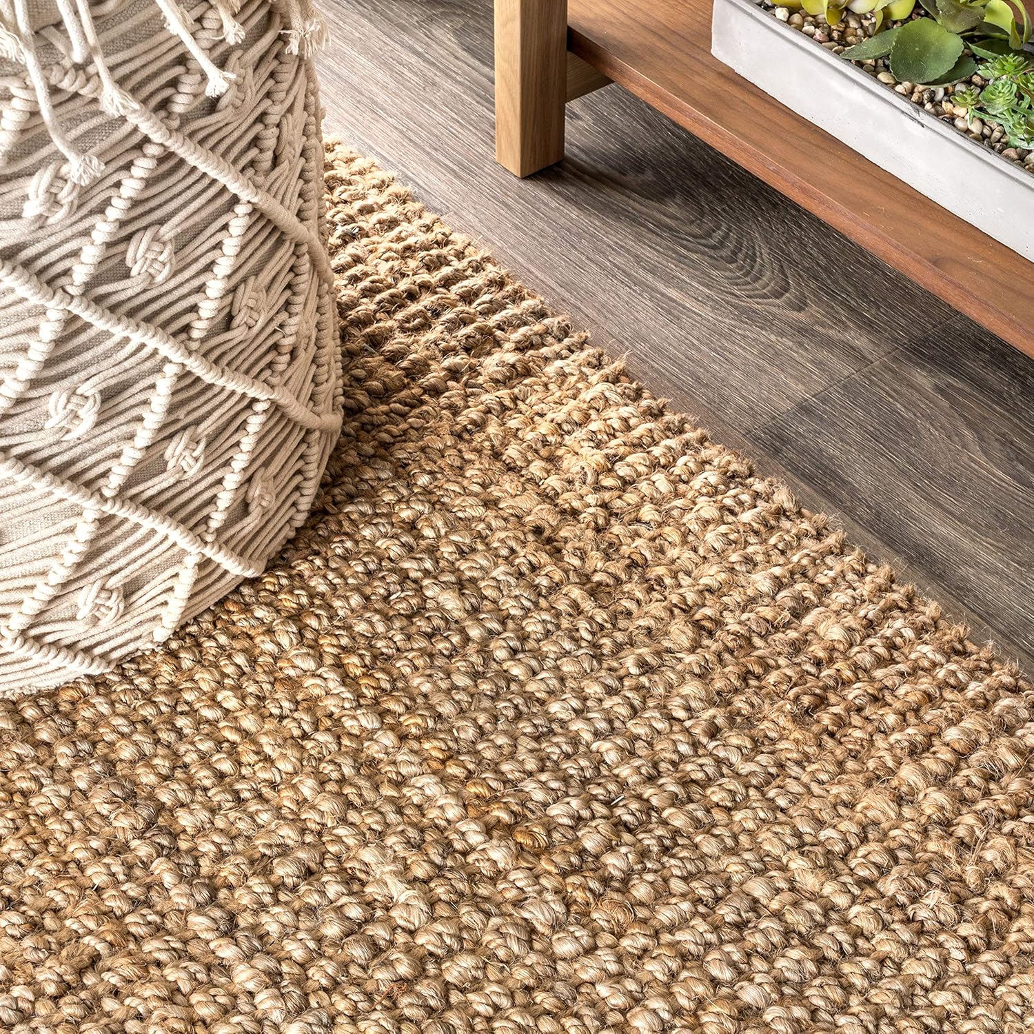 Jonathan Y NRF103A-4 Hand Woven Jute Area Rug with Fringe